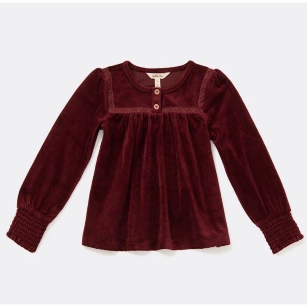 Matilda Jane Just Imagine Bronwyn Girls Knit Velour Top Size 10‎ Burgundy